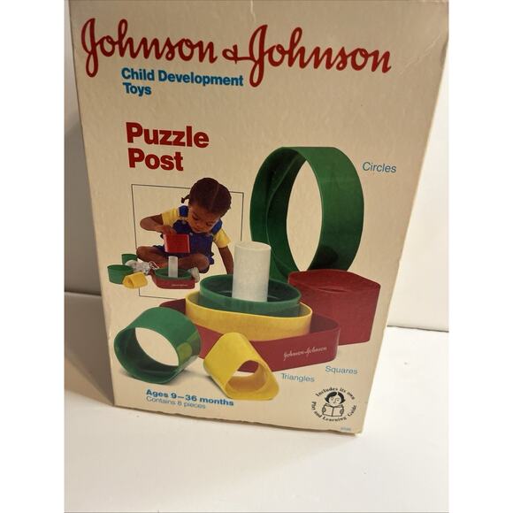 Vintage Johnson & Johnson Shape Puzzle Post Toy Problem Solving Playset 100% - Picture 6 of 8